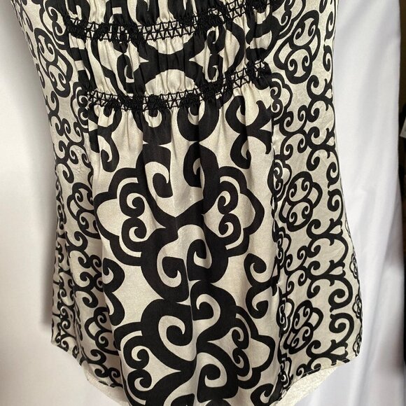 White House Black Market Scroll Design 100% Silk Blouse - Picture 5 of 12